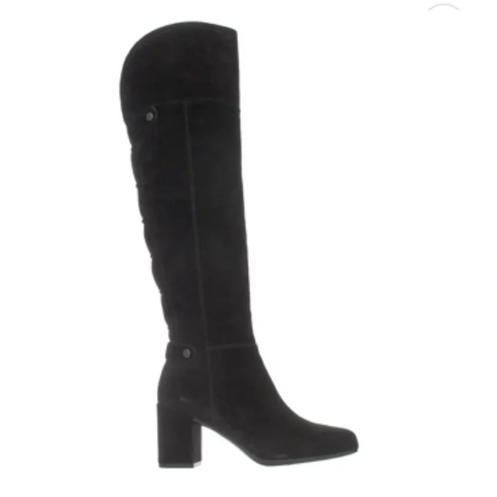 Womens Franco Sarto Pava Knee-High Dress Boots - Black Suede Size 8.5